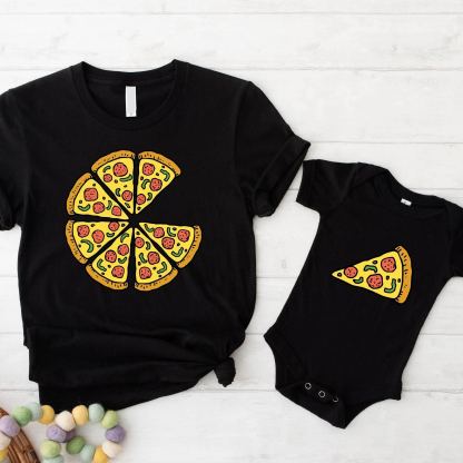 Fathers Day Family Matching T Shirt Dad And Baby Pizza