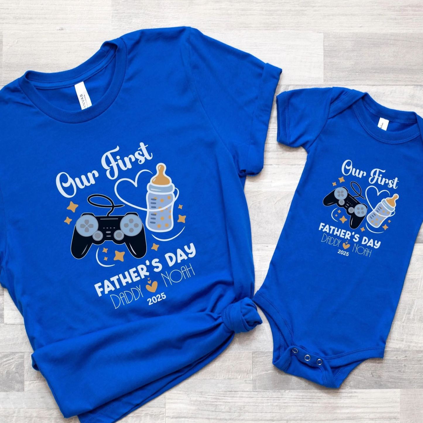 Father's Day Family Matching T-shirt-Gamer Console And Milk Bottle