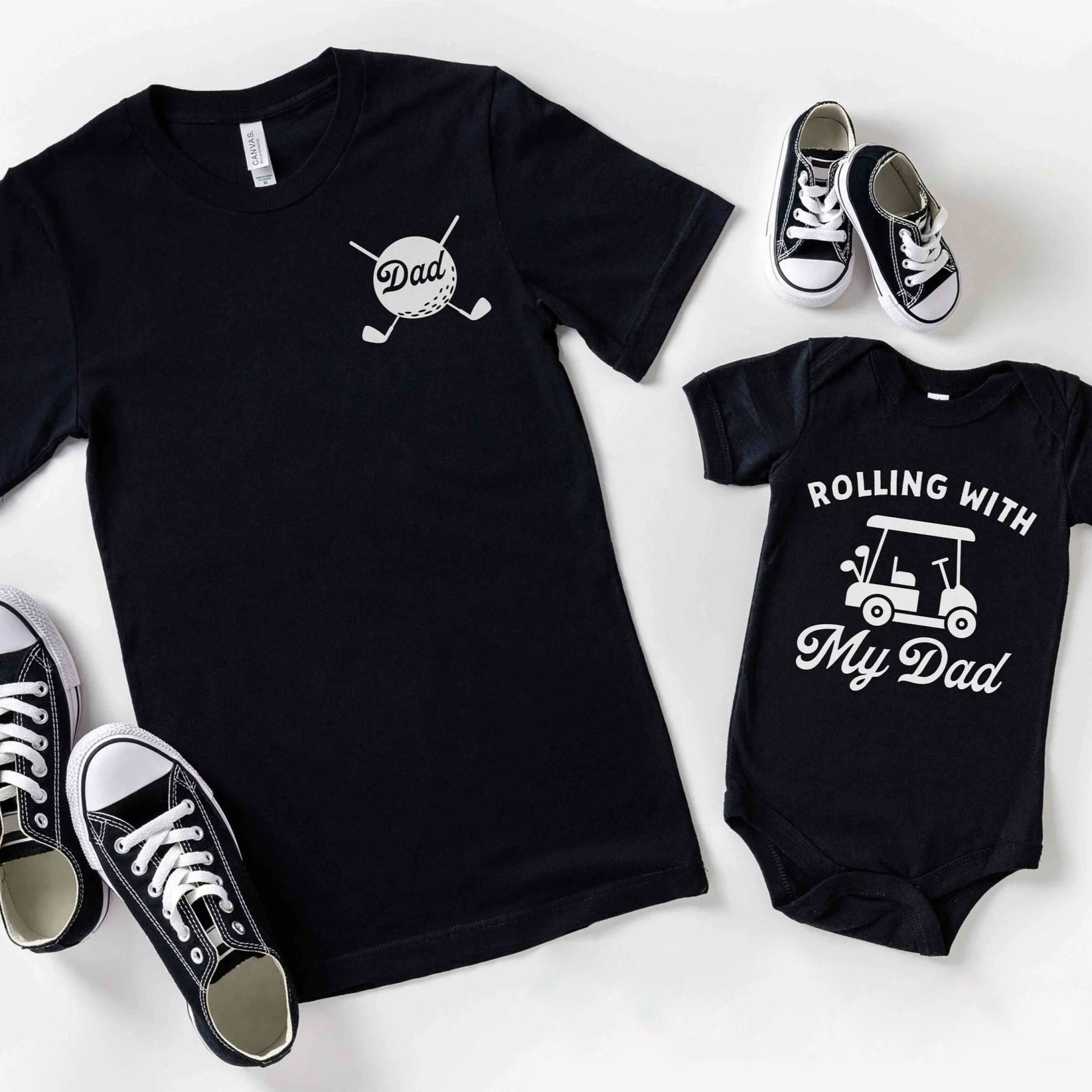 Father's Day Family Matching T-shirt-Golfing Golf Dad Rolling