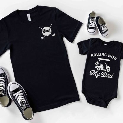 Father's Day Family Matching T-shirt-Golfing Golf Dad Rolling
