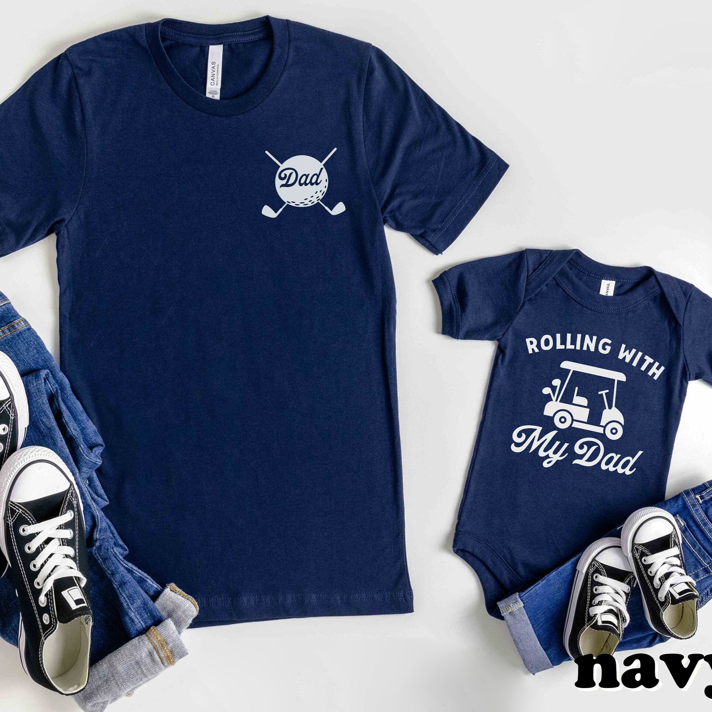 Father's Day Family Matching T-shirt-Golfing Golf Dad Rolling