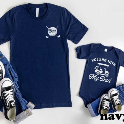 Father's Day Family Matching T-shirt-Golfing Golf Dad Rolling