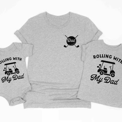 Father's Day Family Matching T-shirt-Golfing Golf Dad Rolling