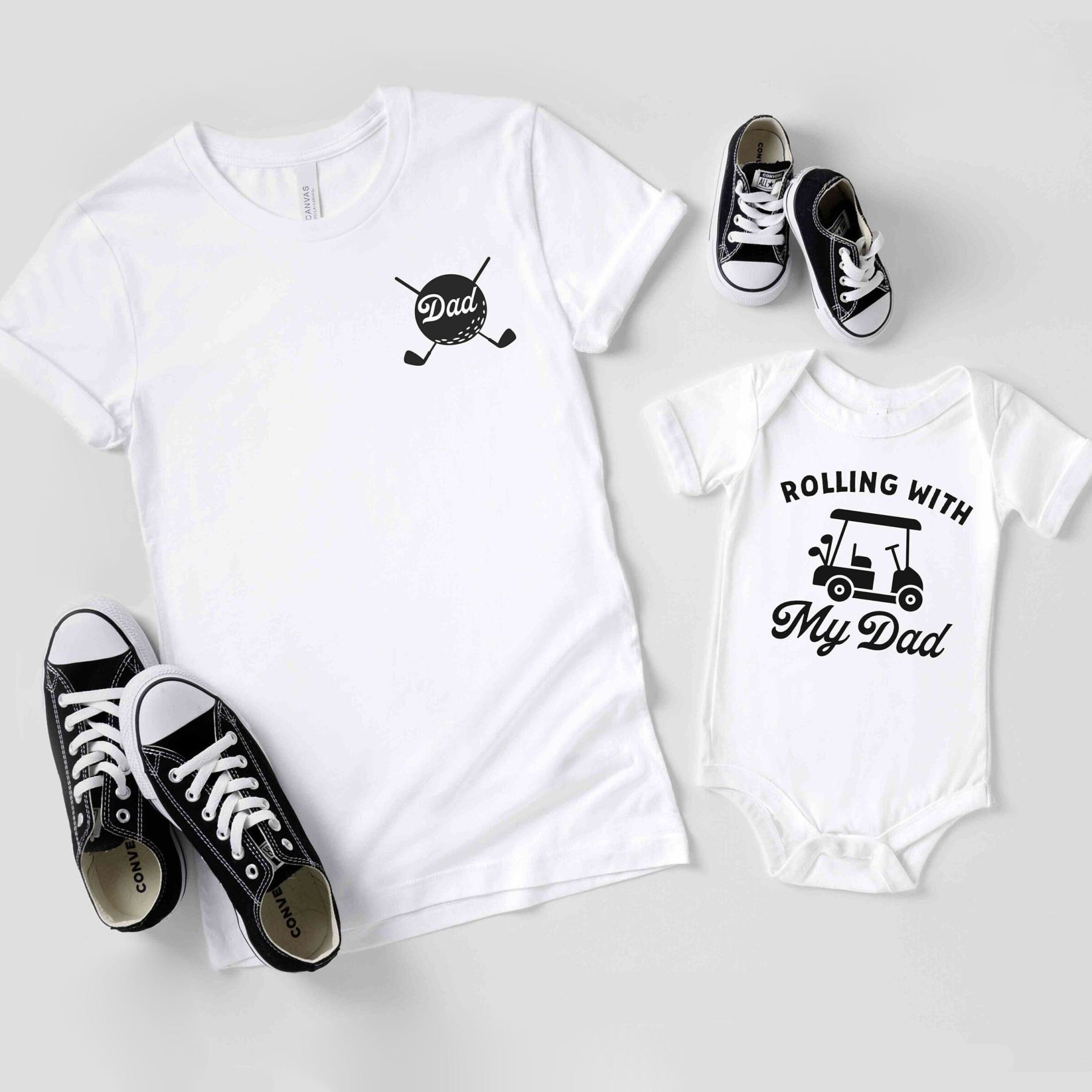 Father's Day Family Matching T-shirt-Golfing Golf Dad Rolling