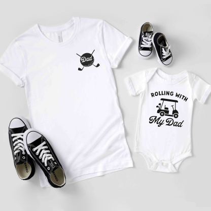 Father's Day Family Matching T-shirt-Golfing Golf Dad Rolling
