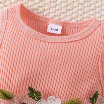 [Copy]2pcs Toddler Girls Puff-Sleeve Floral Blouse Set