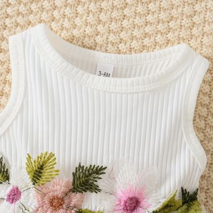 [Copy]2pcs Toddler Girls Puff-Sleeve Floral Blouse Set