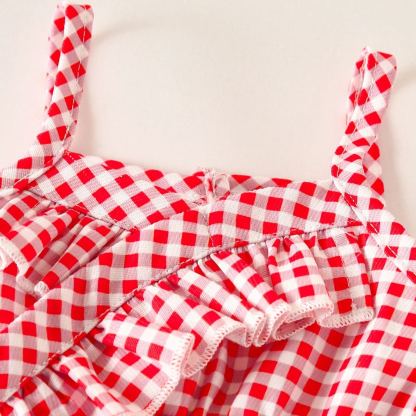 2pcs Baby Girls Seersucker Strappy Outfit