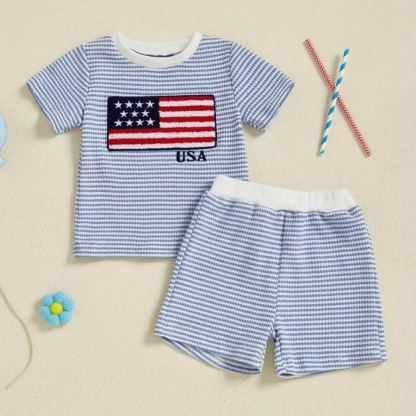 [Copy]2pcs Toddler Boys T-Shirt & Checkered Shorts