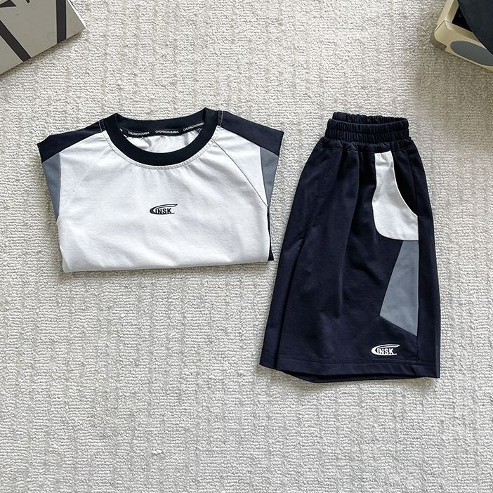 2pcs Toddler Boys Colorblock Sports Outfit