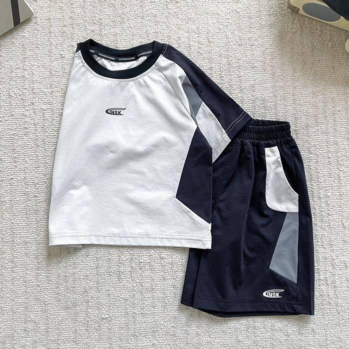 2pcs Toddler Boys Colorblock Sports Outfit