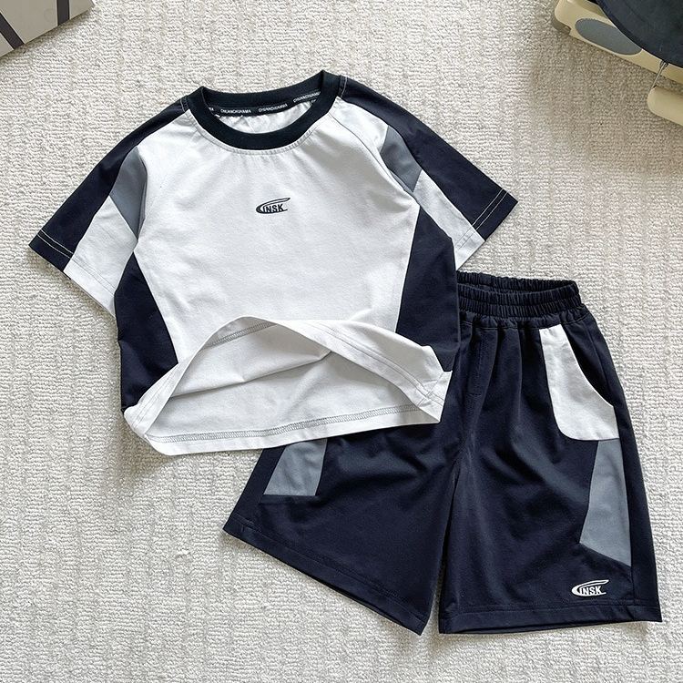 2pcs Toddler Boys Colorblock Sports Outfit