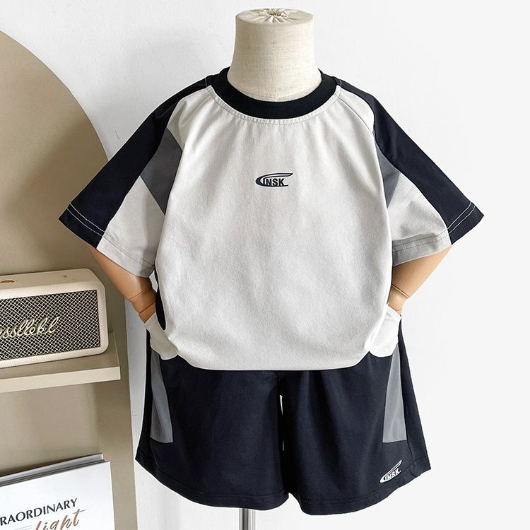 2pcs Toddler Boys Colorblock Sports Outfit