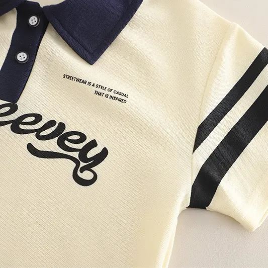 2pcs Toddler Boy Polo Shirt & Mid-Length Shorts