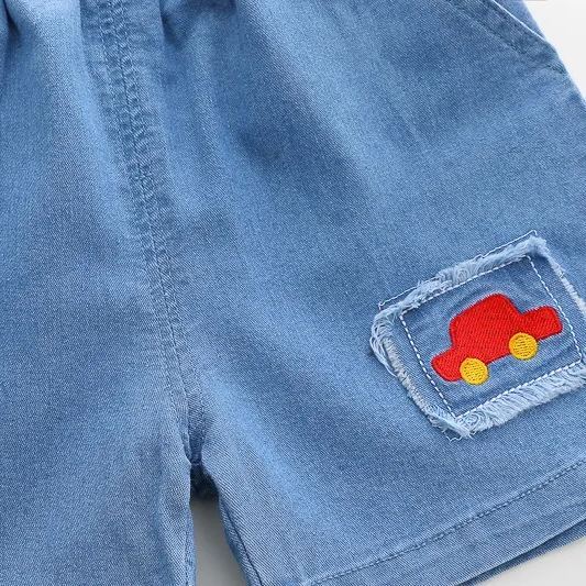 2pcs Toddler Boys Colorful Car Print Polo Shirt & Matching Shorts