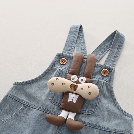 2pcs Toddler Boys Short Sleeve Tee & Doll Denim Overalls