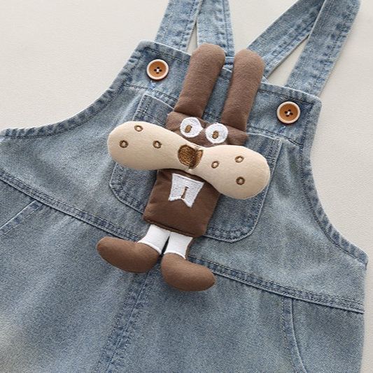 2pcs Toddler Boys Short Sleeve Tee & Doll Denim Overalls