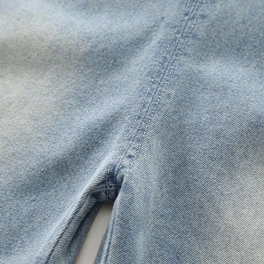 2pcs Toddler Boys Short Sleeve Tee & Doll Denim Overalls