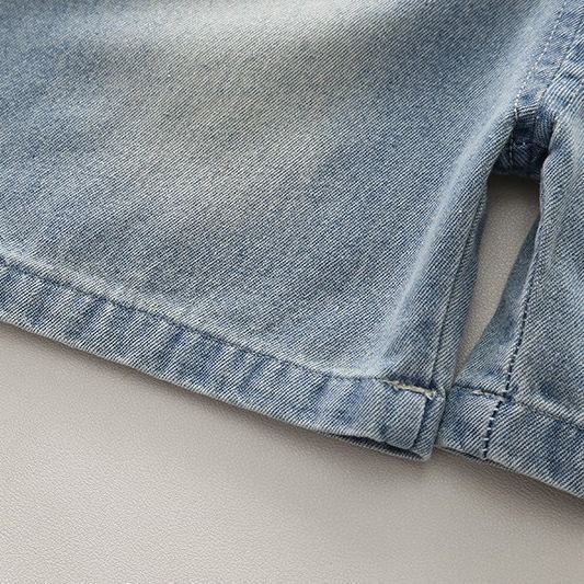 2pcs Toddler Boys Short Sleeve Tee & Doll Denim Overalls