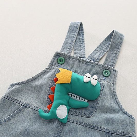 2pcs Toddler Boys Short Sleeve Tee & Doll Denim Overalls