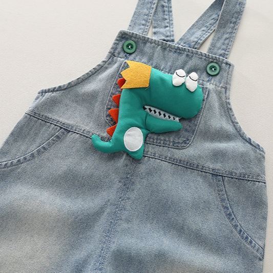 2pcs Toddler Boys Short Sleeve Tee & Doll Denim Overalls