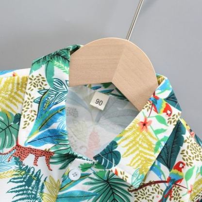 2pcs Toddler Boys Hawaiian Shirt & Shorts