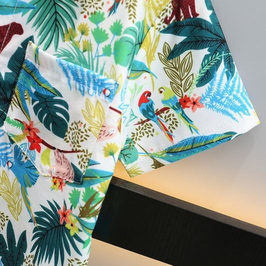 2pcs Toddler Boys Hawaiian Shirt & Shorts