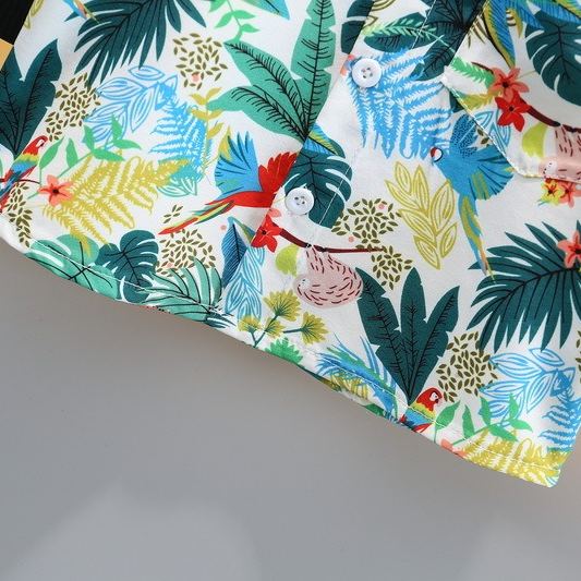 2pcs Toddler Boys Hawaiian Shirt & Shorts