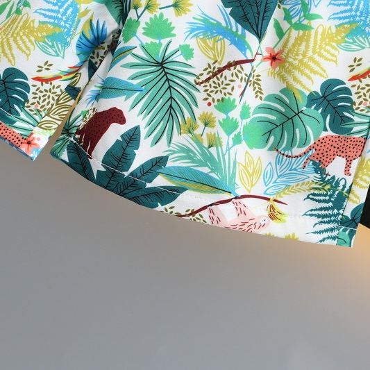 2pcs Toddler Boys Hawaiian Shirt & Shorts