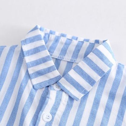 2pcs Toddler Boys Vertical Stripe Tee & Solid Color Shorts