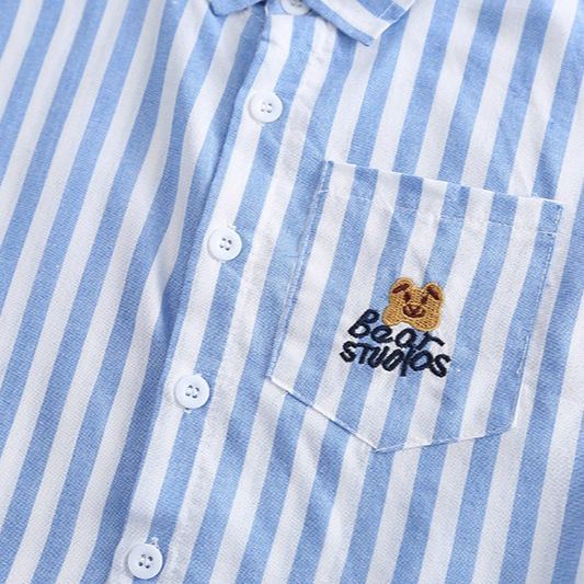 2pcs Toddler Boys Vertical Stripe Tee & Solid Color Shorts