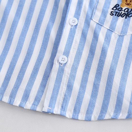 2pcs Toddler Boys Vertical Stripe Tee & Solid Color Shorts