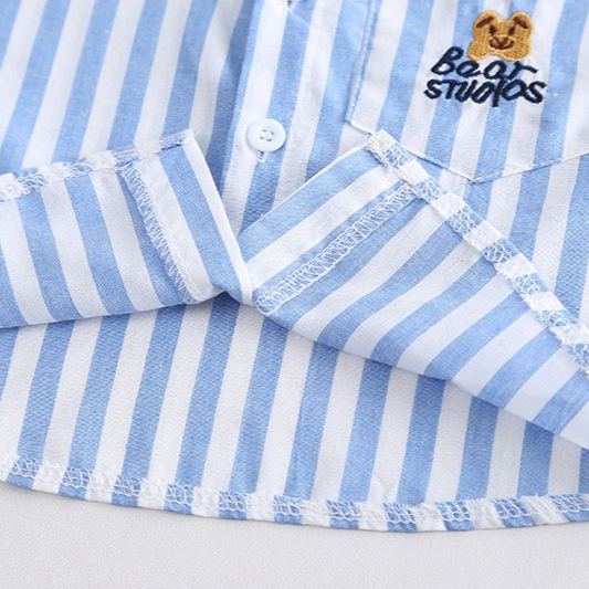 2pcs Toddler Boys Vertical Stripe Tee & Solid Color Shorts