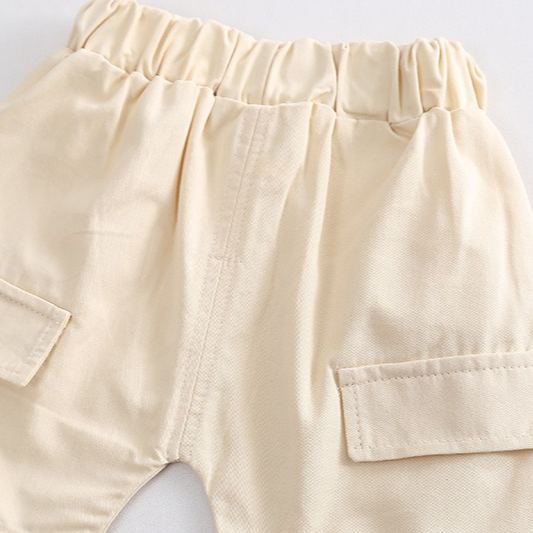 2pcs Toddler Boys Vertical Stripe Tee & Solid Color Shorts