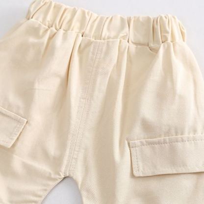 2pcs Toddler Boys Vertical Stripe Tee & Solid Color Shorts