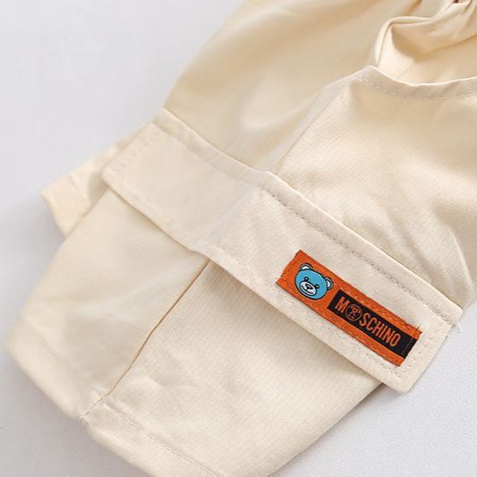 2pcs Toddler Boys Vertical Stripe Tee & Solid Color Shorts