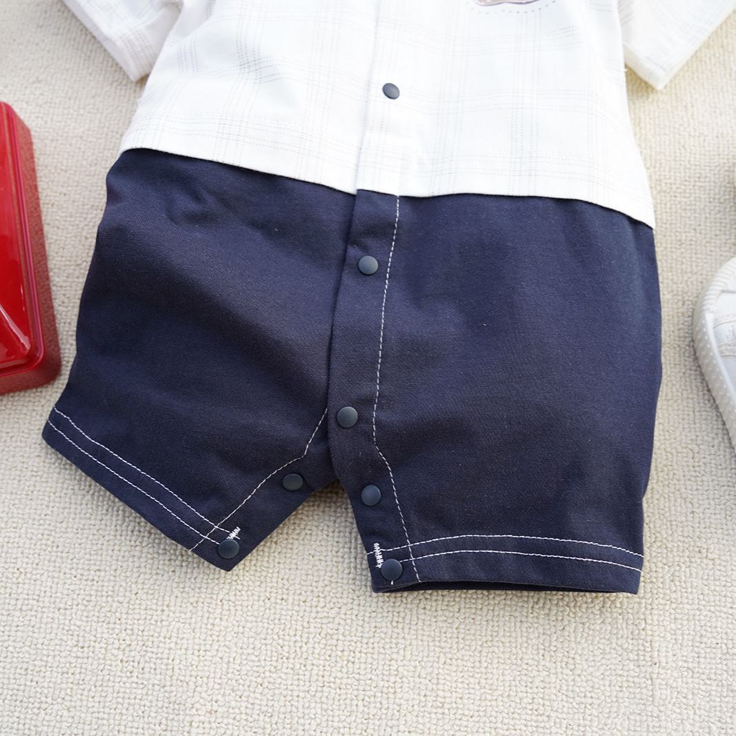 Baby Boy Checkered Bear Jumpsuits