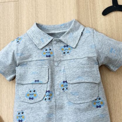 [Copy]Baby Boy All-Over Diamond Bear Print Jumpsuits