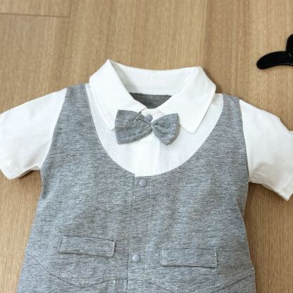 [Copy]Baby Boy All-Over Print Gray-Blue Frog Jumpsuits