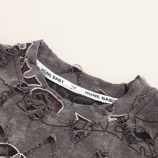 2pcs Toddler Boys Distressed Short Sleeve & Shorts