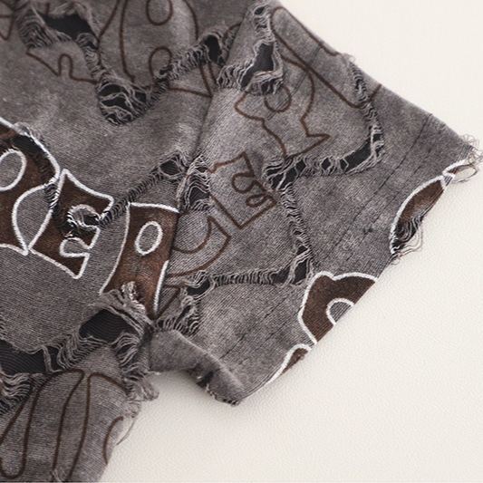 2pcs Toddler Boys Distressed Short Sleeve & Shorts