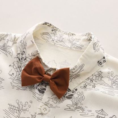 2pcs Toddler Boys Printed Shirt & Cuffed Pants