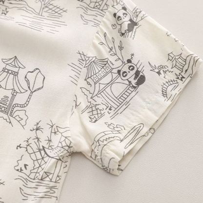 2pcs Toddler Boys Printed Shirt & Cuffed Pants