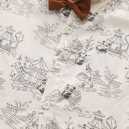 2pcs Toddler Boys Printed Shirt & Cuffed Pants