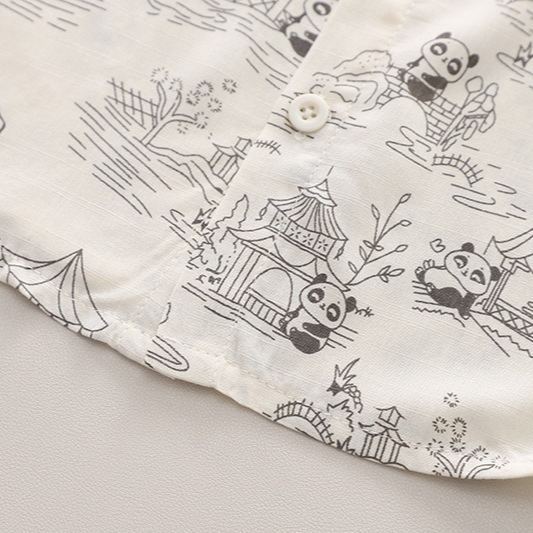 2pcs Toddler Boys Printed Shirt & Cuffed Pants