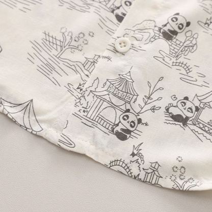 2pcs Toddler Boys Printed Shirt & Cuffed Pants