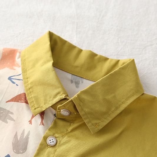 [Copy]2pcs Toddler Boys Printed Shirt & Cuffed Pants