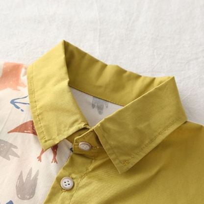 [Copy]2pcs Toddler Boys Printed Shirt & Cuffed Pants