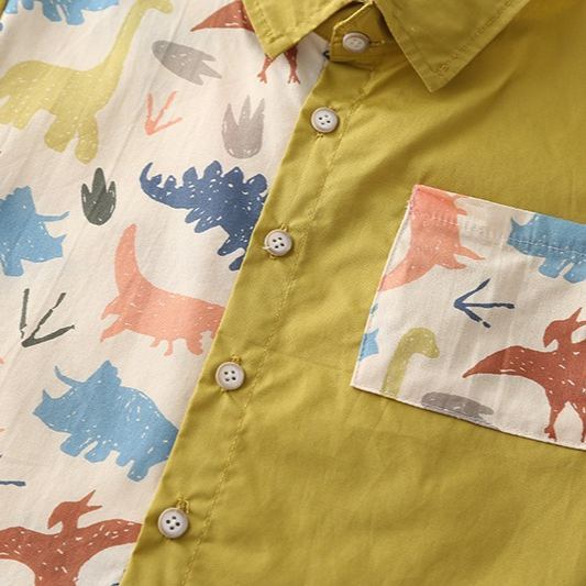 [Copy]2pcs Toddler Boys Printed Shirt & Cuffed Pants