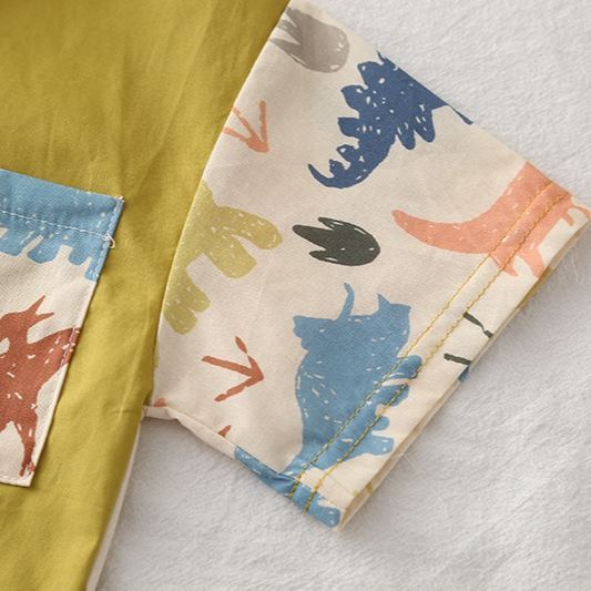 [Copy]2pcs Toddler Boys Printed Shirt & Cuffed Pants